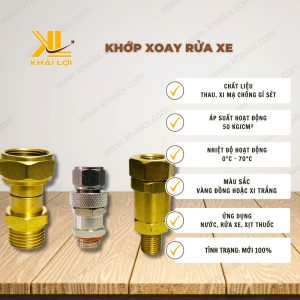 Thông số kỹ thuật 'khớp xoay rửa xe' của Vật tư công nghiệp Khải Lợi.