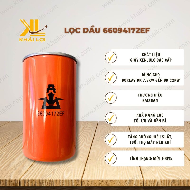 Thông số kỹ thuật Lọc dầu 66094172EF của Vật tư công nghiệp Khải Lợi.