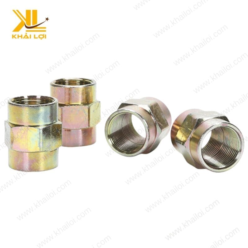 Bộ sưu tập các kích thước của măng sông sắt 7 màu từ DN15 đến DN100.