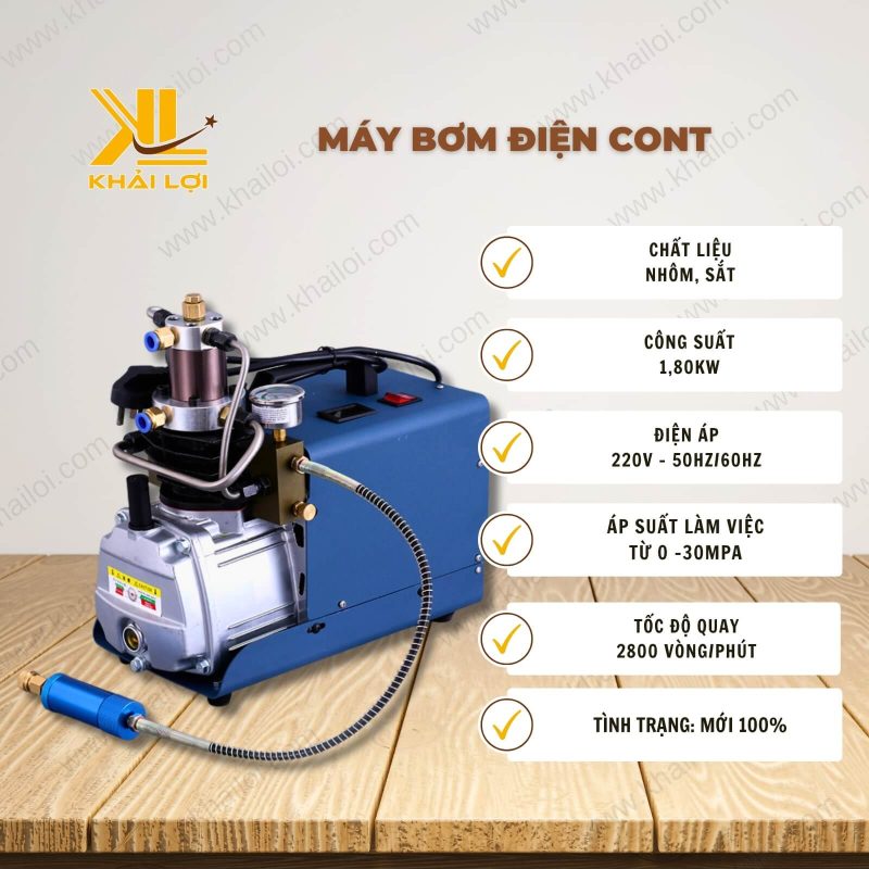Thông số kỹ thuật Máy Bơm Điện Cont của Vật tư công nghiệp Khải Lợi