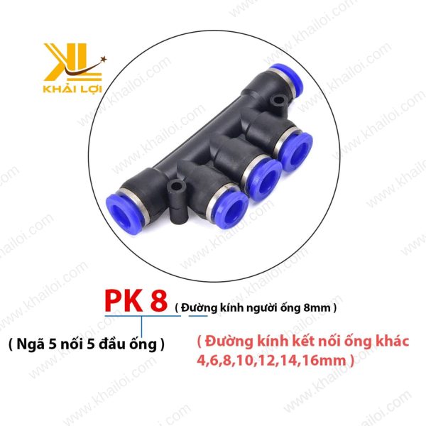 Cận cảnh răng khía của ngã năm nối ống khí nén PK.