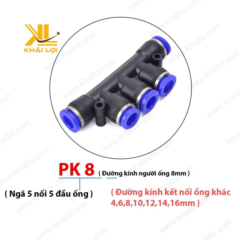 Cận cảnh răng khía của ngã năm nối ống khí nén PK.