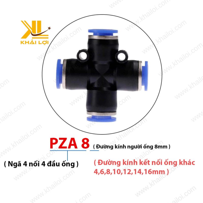 Ngã tư PZA giúp tiết kiệm không gian lắp đặt trong các tủ điều khiển khí nén.