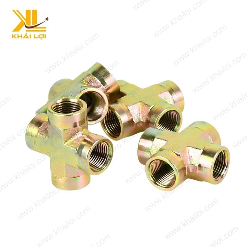 Ngã tư ren trong sắt 7 màu - phụ kiện kết nối đường ống với thiết kế chắc chắn.
