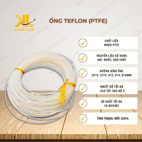 Thông Số Ống PTFE TEFLON của vật tư công nghiệp Khải Lợi