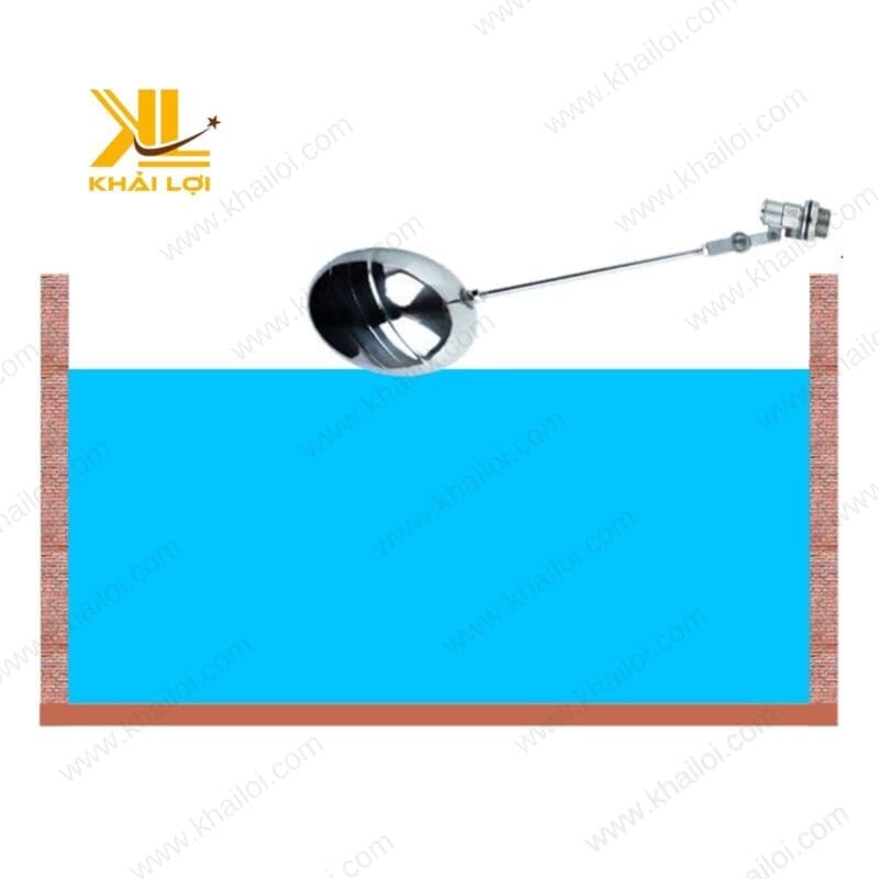 Cận cảnh đầu nối ren của phao cơ inox, đảm bảo khả năng lắp đặt an toàn và chắc chắn