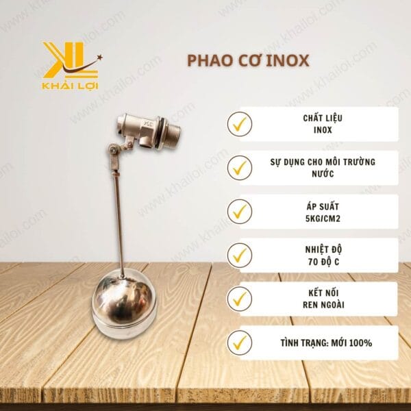 Thông số kỹ thuật 'Phao cơ inox' của Vật tư công nghiệp Khải Lợi