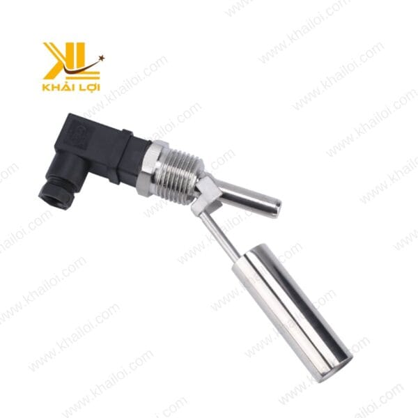 Cận cảnh đầu kết nối của phao điện cảm biến inox với chất liệu inox bền chắc.