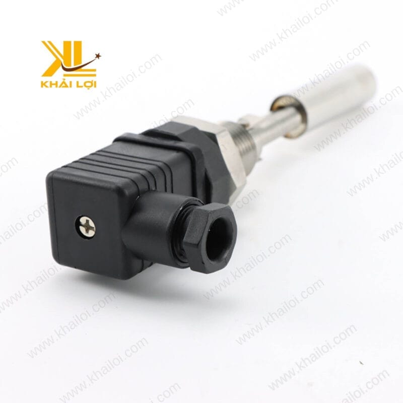 Hình ảnh mặt bên của phao điện cảm biến inox với thiết kế tinh tế và hiện đại.