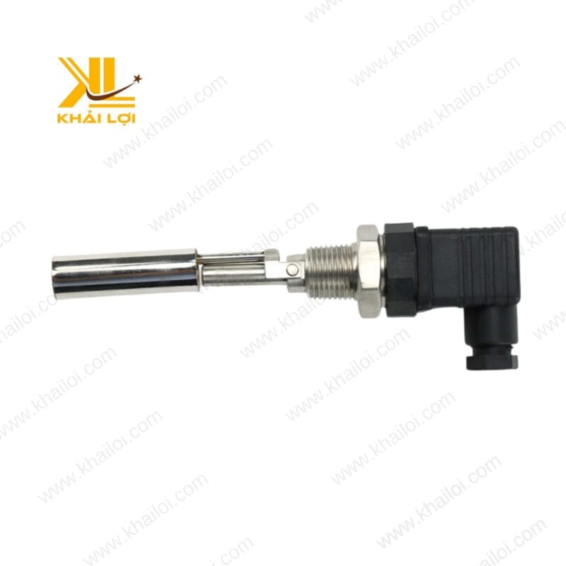 Cận cảnh đầu cảm biến của phao điện cảm biến inox, đảm bảo độ chính xác cao.