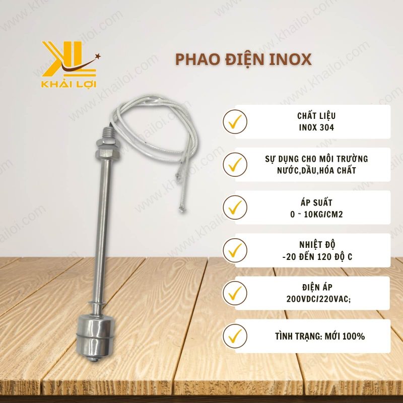 Thông số kỹ thuật Phao Điện Inox của Vật tư công nghiệp Khải Lợi