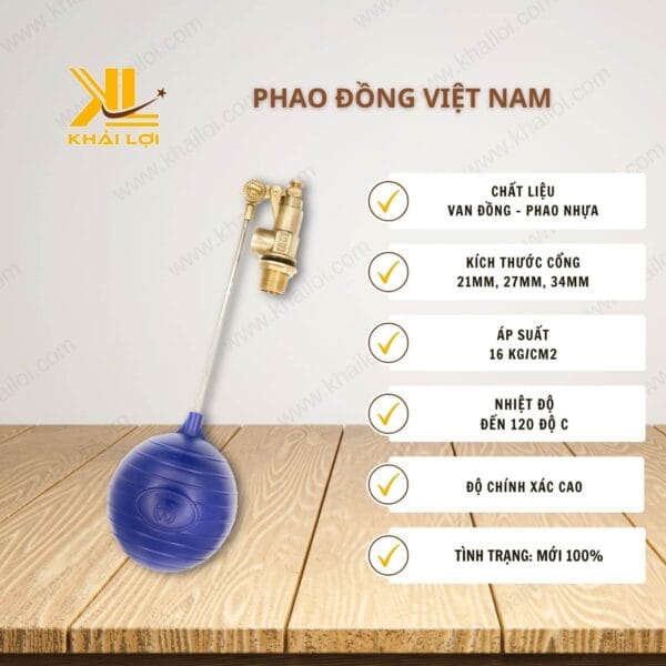 Thông số kỹ thuật 'Phao đồng Việt Nam' của Vật tư công nghiệp Khải Lợi