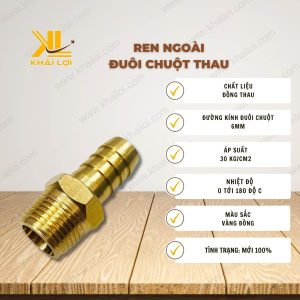 Thông số kỹ thuật Ren Ngoài Đuôi Chuột Thau của Vật tư công nghiệp Khải Lợi.
