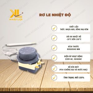 Thông số kỹ thuật 'Rơ le nhiệt độ' của Vật tư công nghiệp Khải Lợi.