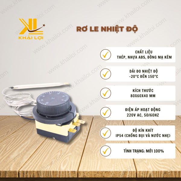 Thông số kỹ thuật 'Rơ le nhiệt độ' của Vật tư công nghiệp Khải Lợi.