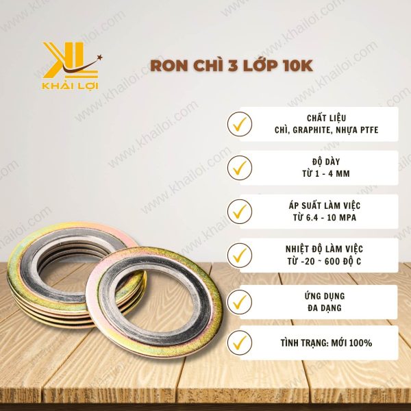 Thông số kỹ thuật Ron Chì 3 Lớp 10K của Vật tư công nghiệp Khải Lợi
