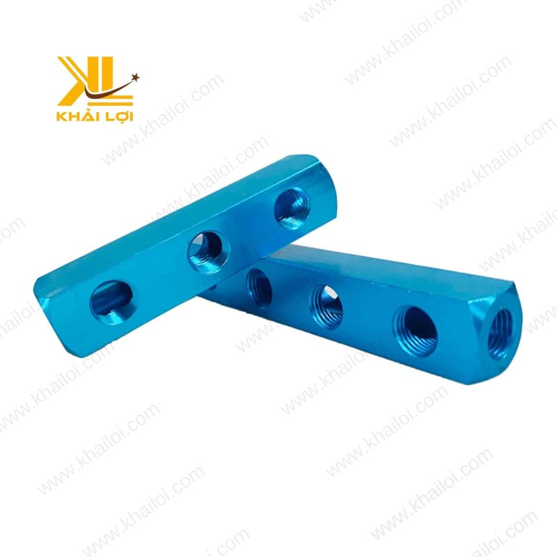 Thanh ngang khớp nối nhanh khí nén với bề mặt gia công tinh xảo.