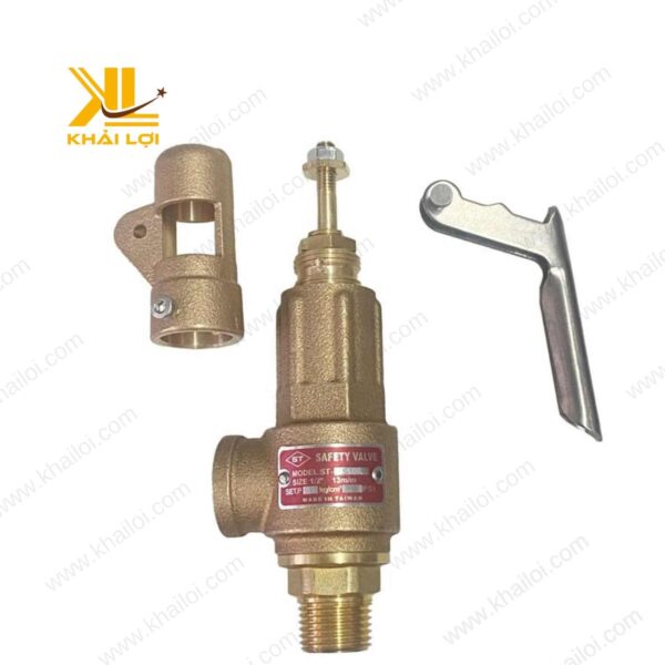 Van an toàn thau có tay gắn trên ống dẫn inox trong hệ thống nước nóng