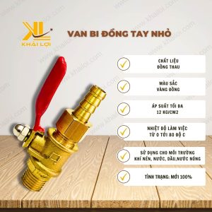 Thông số kỹ thuật 'Van Bi Đồng Tay Nhỏ' của Vật Tư Công Nghiệp Khải Lợi.