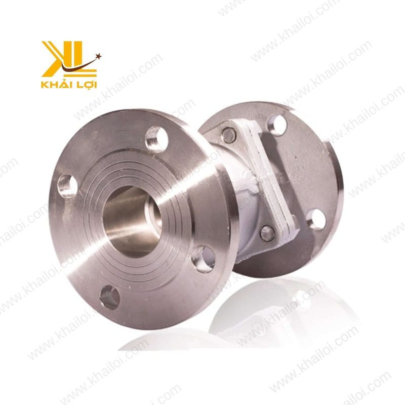 Van bi inox 304 mặt bích KITZ trên nền trắng, nổi bật thân inox.