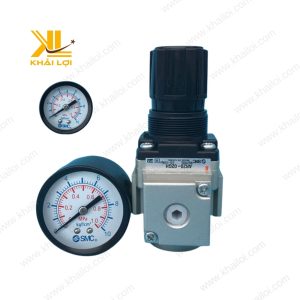 Van chỉnh áp AR SMC với đồng hồ đo áp suất hiển thị chính xác mức áp lực.