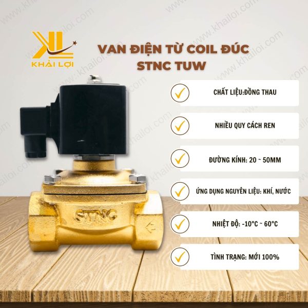 Thông số kỹ thuật: Van Điện Từ Coil Đúc STNC TUW của Vật Tư Công Nghiệp Khải Lợi.