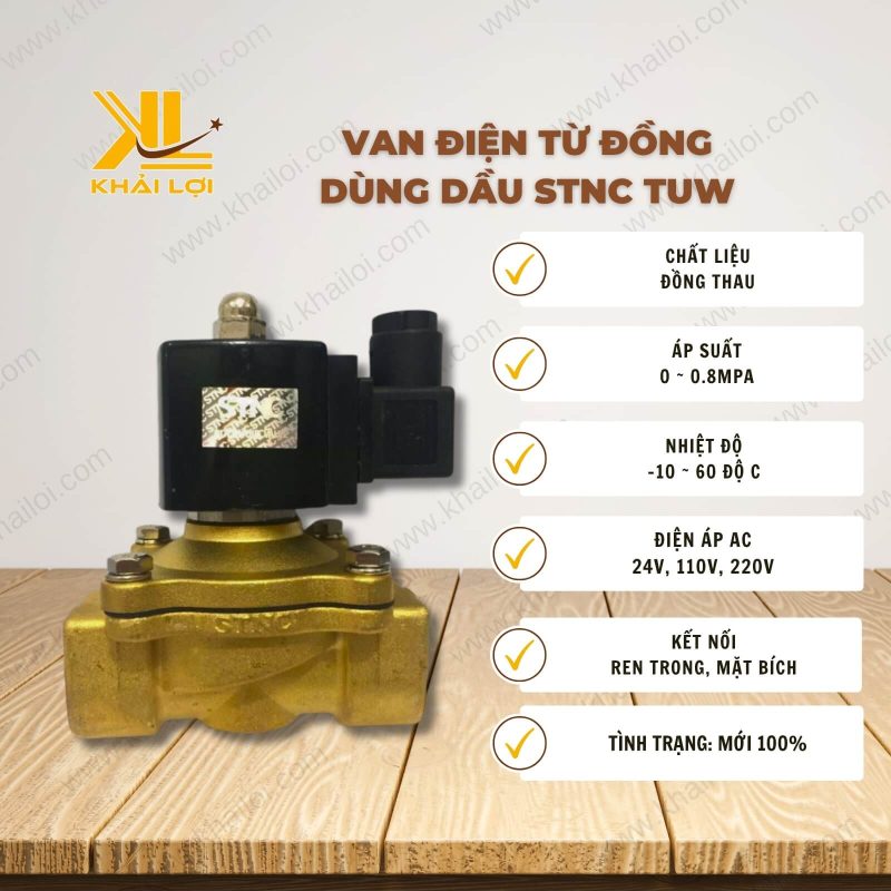 Thông số kỹ thuật của Van Điện Từ Đồng Dùng Dầu STNC TUW