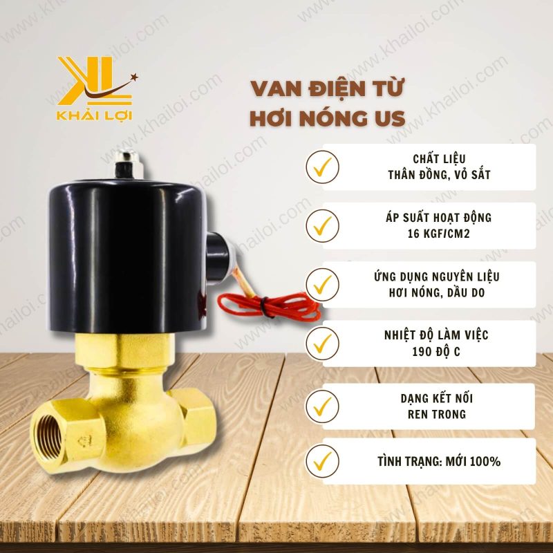 Thông số kỹ thuật "Van điện từ hơi nóng US" của vật tư công nghiệp Khải Lợi