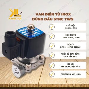 Thông số kỹ thuật của Van Điện Từ Inox Dùng Dầu STNC TWS của vật tư công nghiệp Khải Lợi.