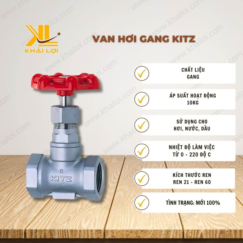 Thông số kỹ thuật Van hơi gang ren KITZ của Vật tư công nghiệp Khải Lợi