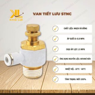 Van tiết lưu STNC với chi tiết logo thương hiệu và thông số kỹ thuật rõ nét, chụp cận cảnh phần thân.