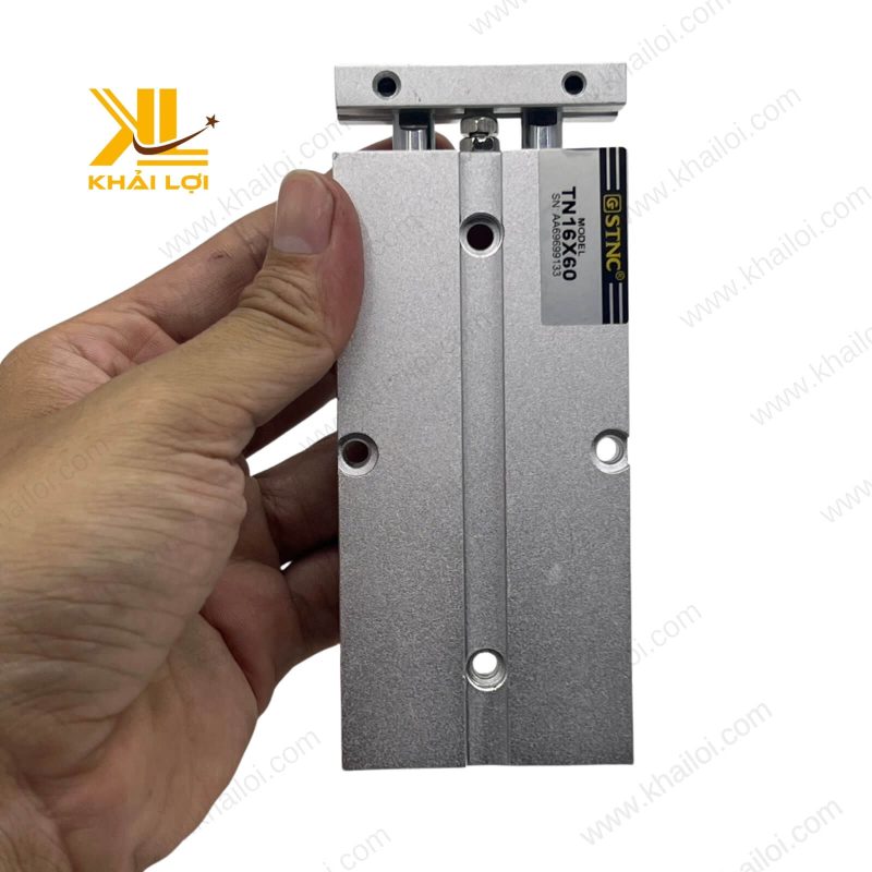 Hình ảnh cận cảnh thân Xi Lanh Khí Nén 2 Ty TN, nhôm anodized.
