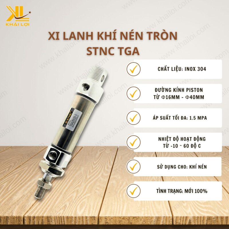 Thông số kỹ thuật Xi lanh khí nén tròn STNC TGA của vật tư công nghiệp Khải Lợi