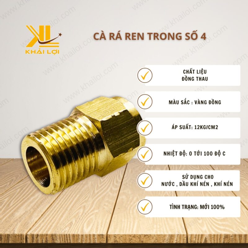 Thông số kỹ thuật "Cà Rá Ren Trong Số 4" của Vật tư công nghiệp Khải Lợi