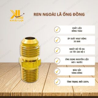 Thông số kỹ thuật "Ren ngoài lã ống đồng" của Vật tư công nghiệp Khải Lợi.