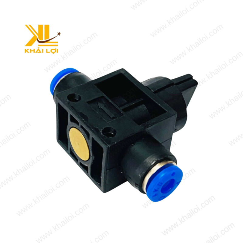 Van khóa hai đầu ống HVFF được chế tạo từ đồng và nhựa đen, mang lại độ bền cao.