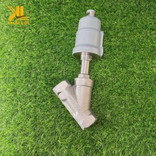 Van Xiên Khí Nén Inox STNC ZFC, mặt bên của van, cho thấy kết cấu chắc chắn và vật liệu inox bền bỉ.