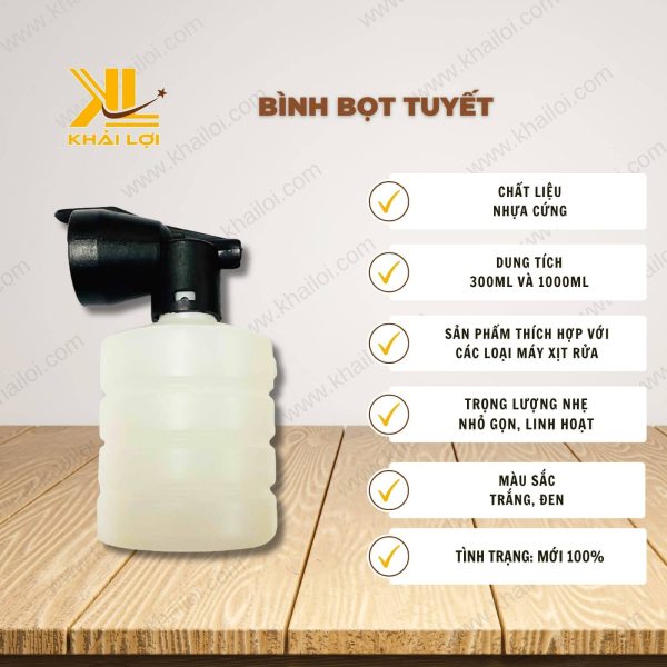 Thông số kỹ thuật Bình bọt tuyết của Vật tư công nghiệp Khải Lợi.