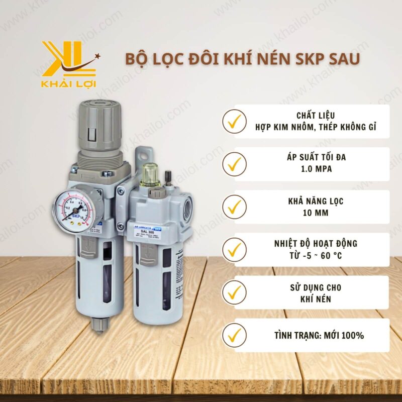 Thông số kỹ thuật "Bộ Lọc Đôi Khí Nén SKP SAU" của Vật tư công nghiệp Khải Lợi.