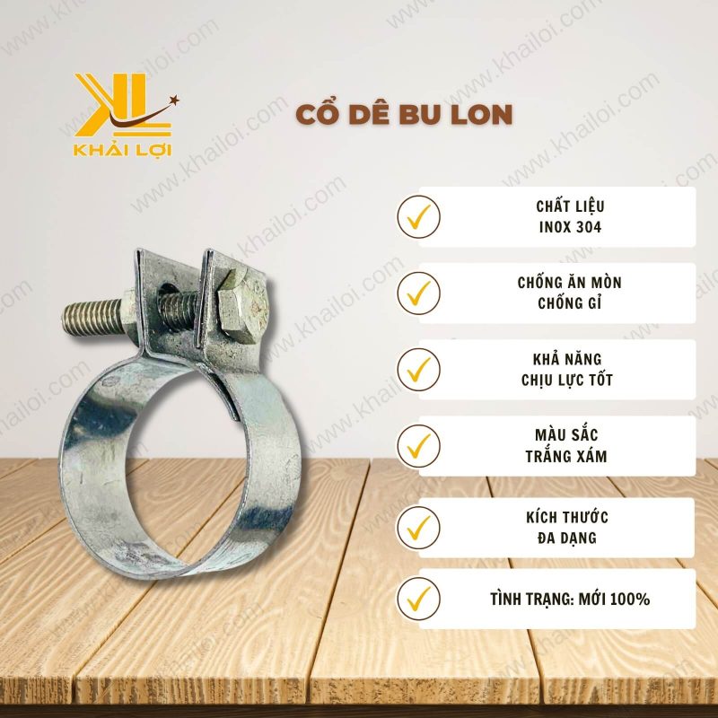 Thông số kỹ thuật Cổ Dê Bu Lon của Vật tư công nghiệp Khải Lợi.
