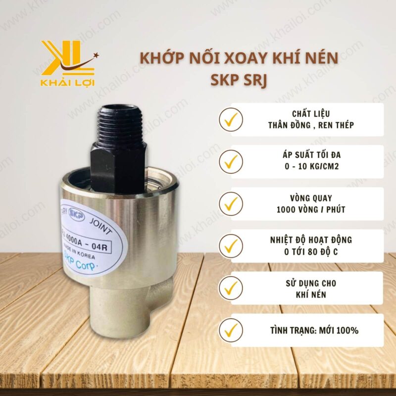 Thông số kỹ thuật "Khớp Nối Xoay Khí Nén SKP SRJ" của Vật tư công nghiệp Khải Lợi.