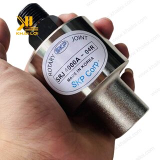 Cấu tạo chi tiết các bộ phận của khớp nối xoay khí nén SKP SRJ, gồm thân đồng, bạc đạn, ren thép.