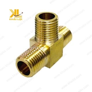 Cận cảnh Nối Thau Ba Ngã Ren Ngoài với chất liệu thau chống ăn mòn.