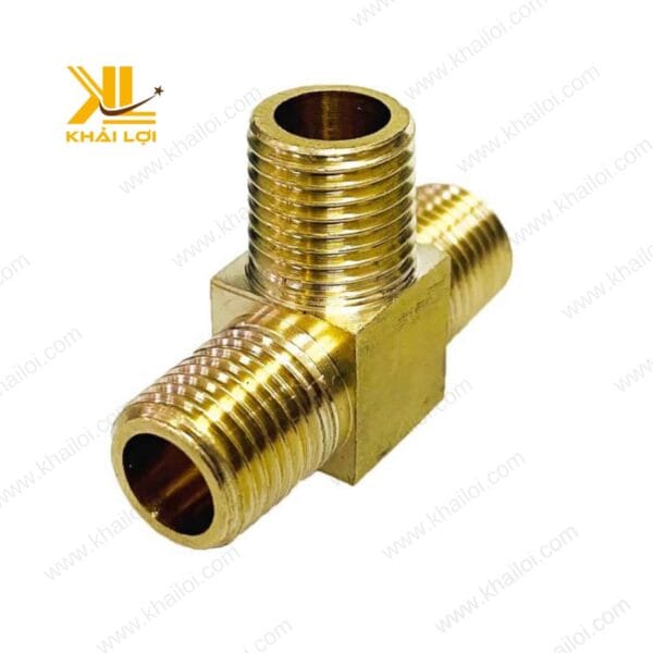 Cận cảnh Nối Thau Ba Ngã Ren Ngoài với chất liệu thau chống ăn mòn.