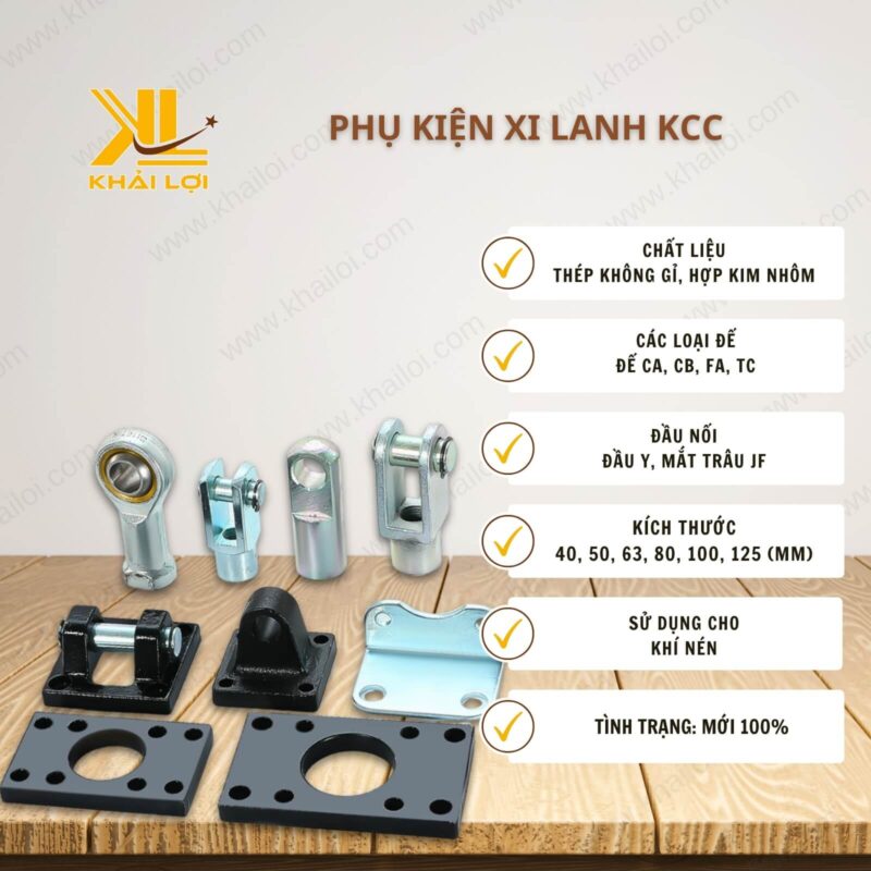 Thông số kỹ thuật "Phụ kiện xi lanh KCC" của Vật tư công nghiệp Khải Lợi.
