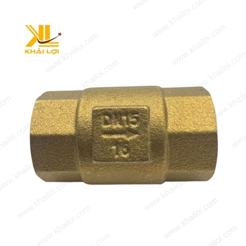 Van 1 chiều lò xo thau kích thước DN15 nhỏ gọn, phù hợp cho đường ống gia đình.