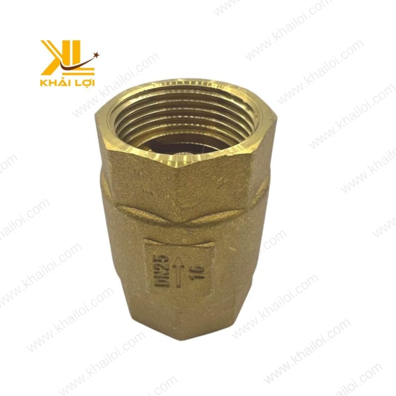 Cận cảnh thiết kế van 1 chiều lò xo thau với chất liệu đồng bền bỉ.