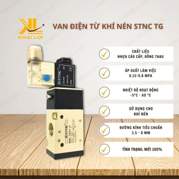 Thông số kỹ thuật van điện từ khí nén STNC TG của vật tư công nghiệp Khải Lợi.