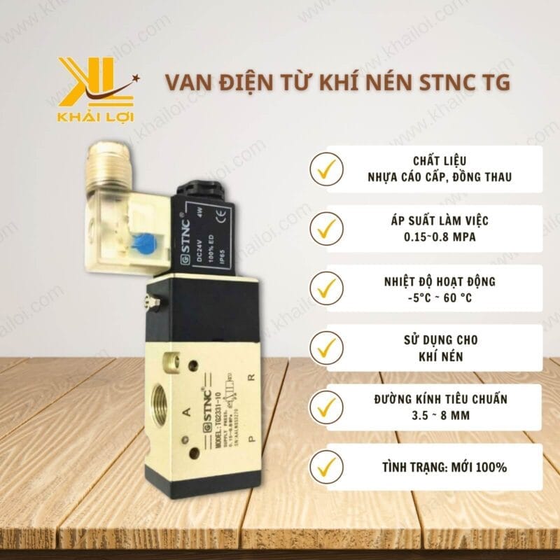Thông số kỹ thuật van điện từ khí nén STNC TG của vật tư công nghiệp Khải Lợi.