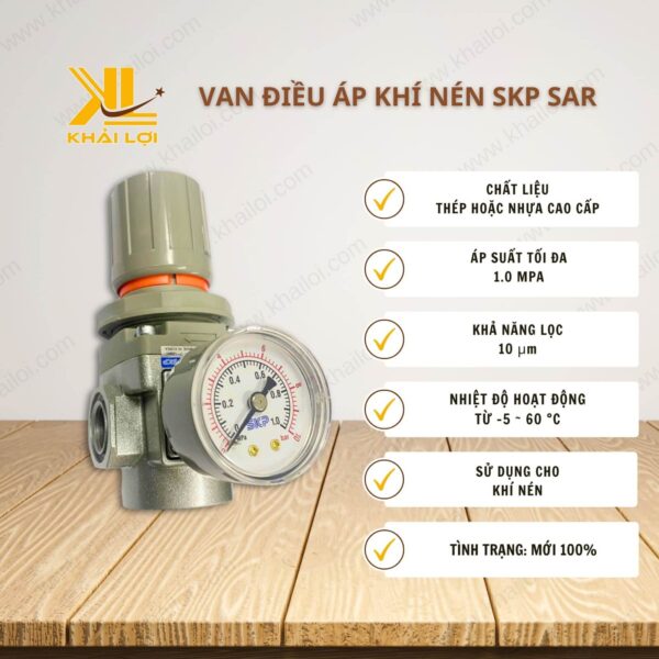 Thông số kỹ thuật Van điều áp khí nén SKP SAR của Vật tư công nghiệp Khải Lợi.